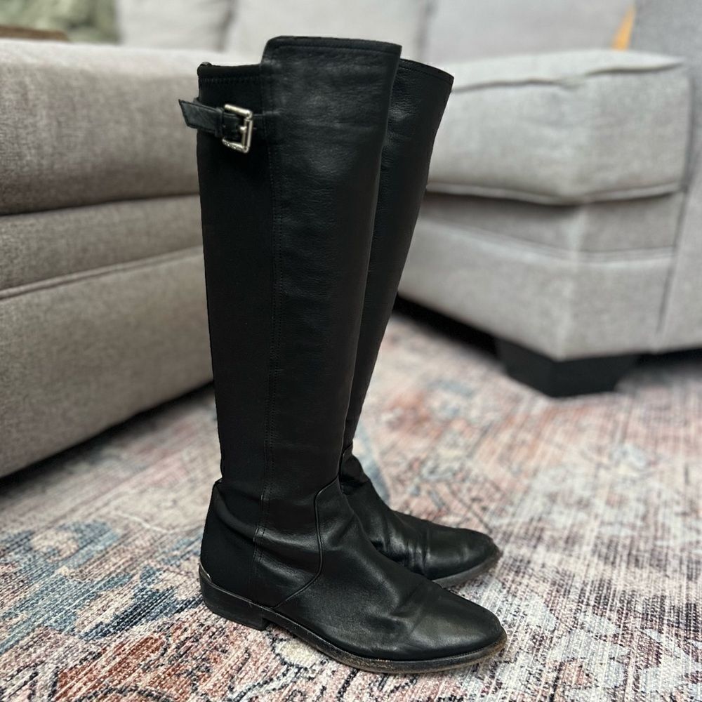 Women's Coach Lilac Knee High Boots in Black Size 6B Tall Leather Riding Boot